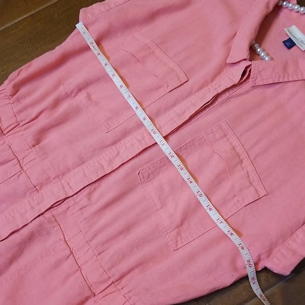 Universal Thread Womens Coral Pink Linen Blend Shortsleeve Romper Shorts Size 14 - Picture 8 of 11